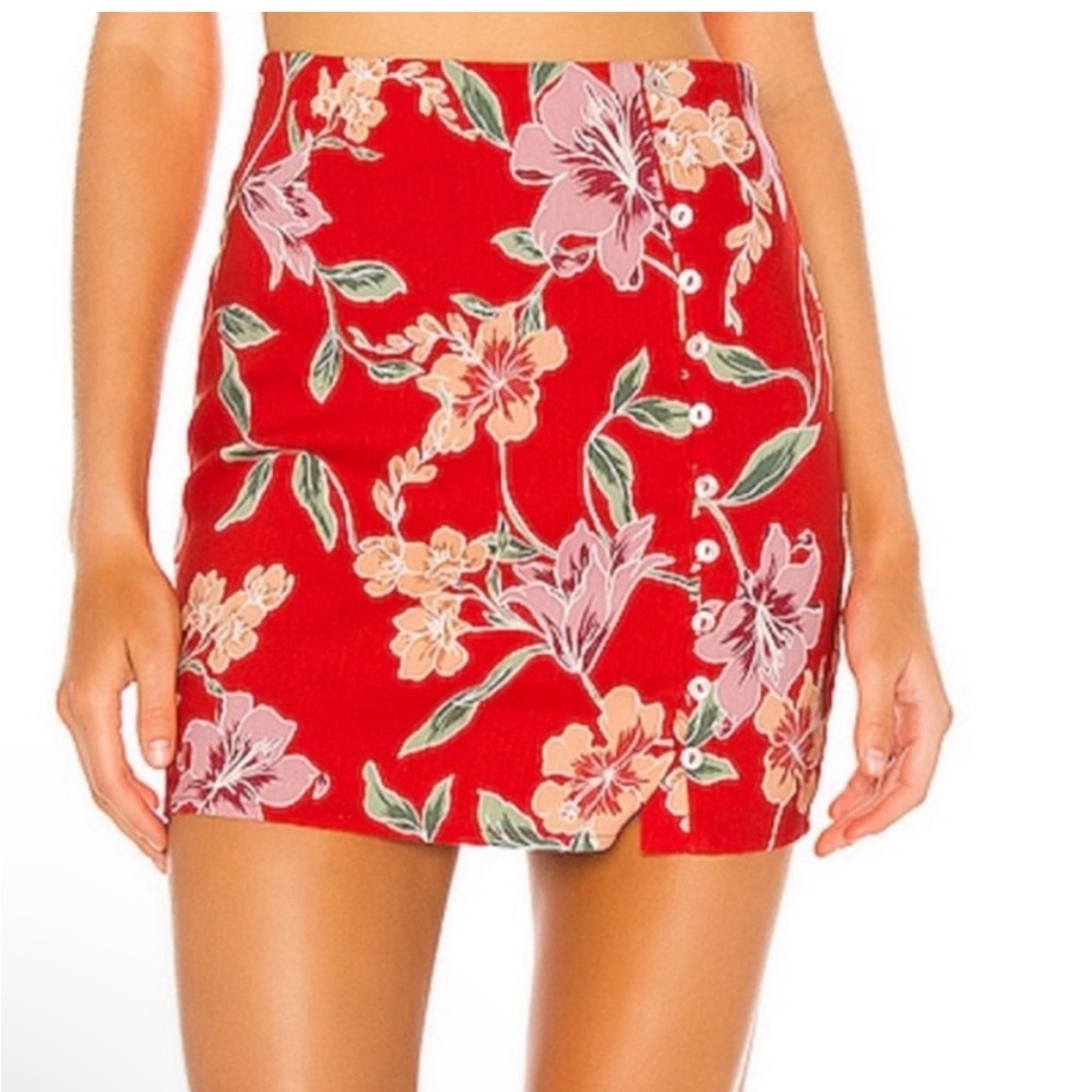 NWT Revolve Privacy Please Balboa Mini Skirt in Red Jessa Floral Medium